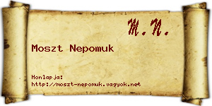 Moszt Nepomuk névjegykártya